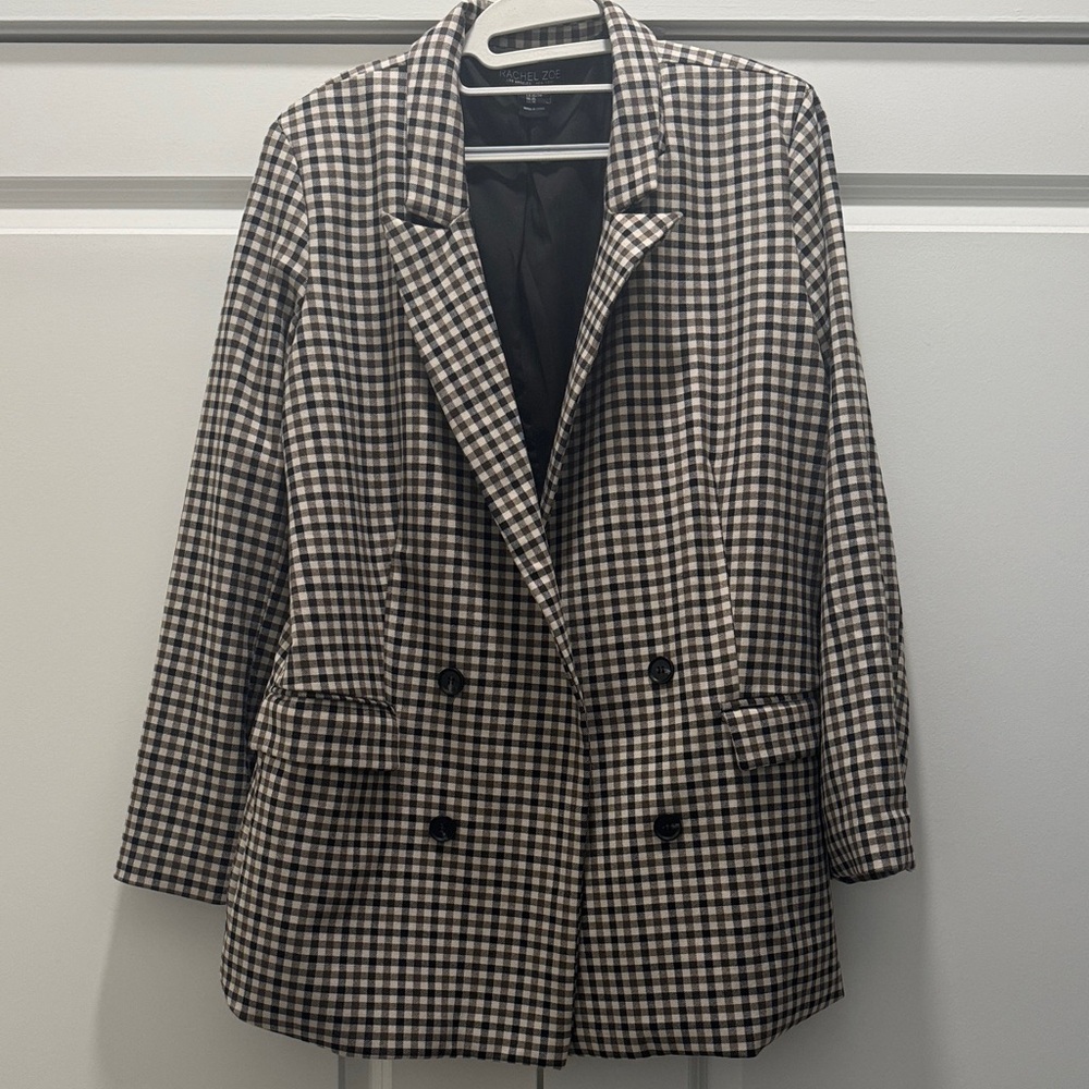 Rachel Zoe Black and Tan Plaid Blazer